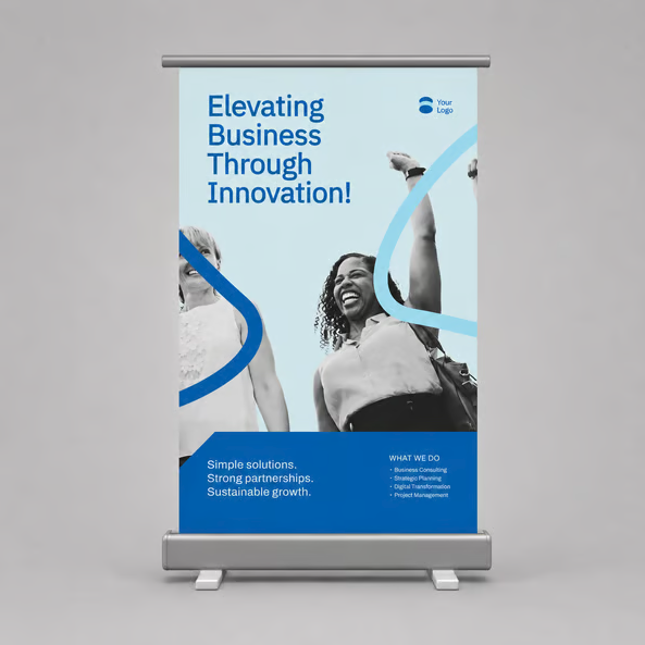 Corporate Blue Business Roll-up Banner Mockup
